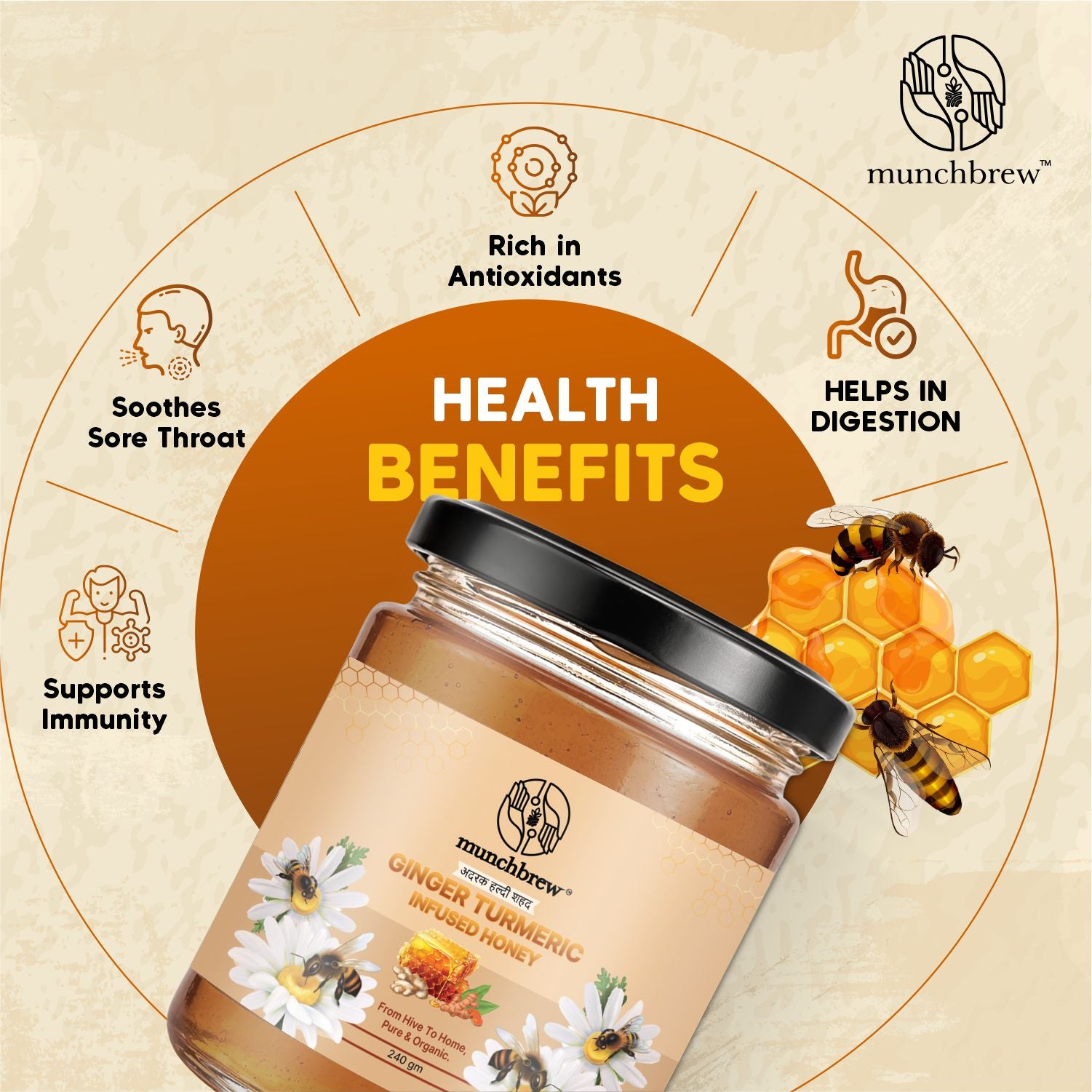 Munchbrew Ginger Turmeric Honey 240g