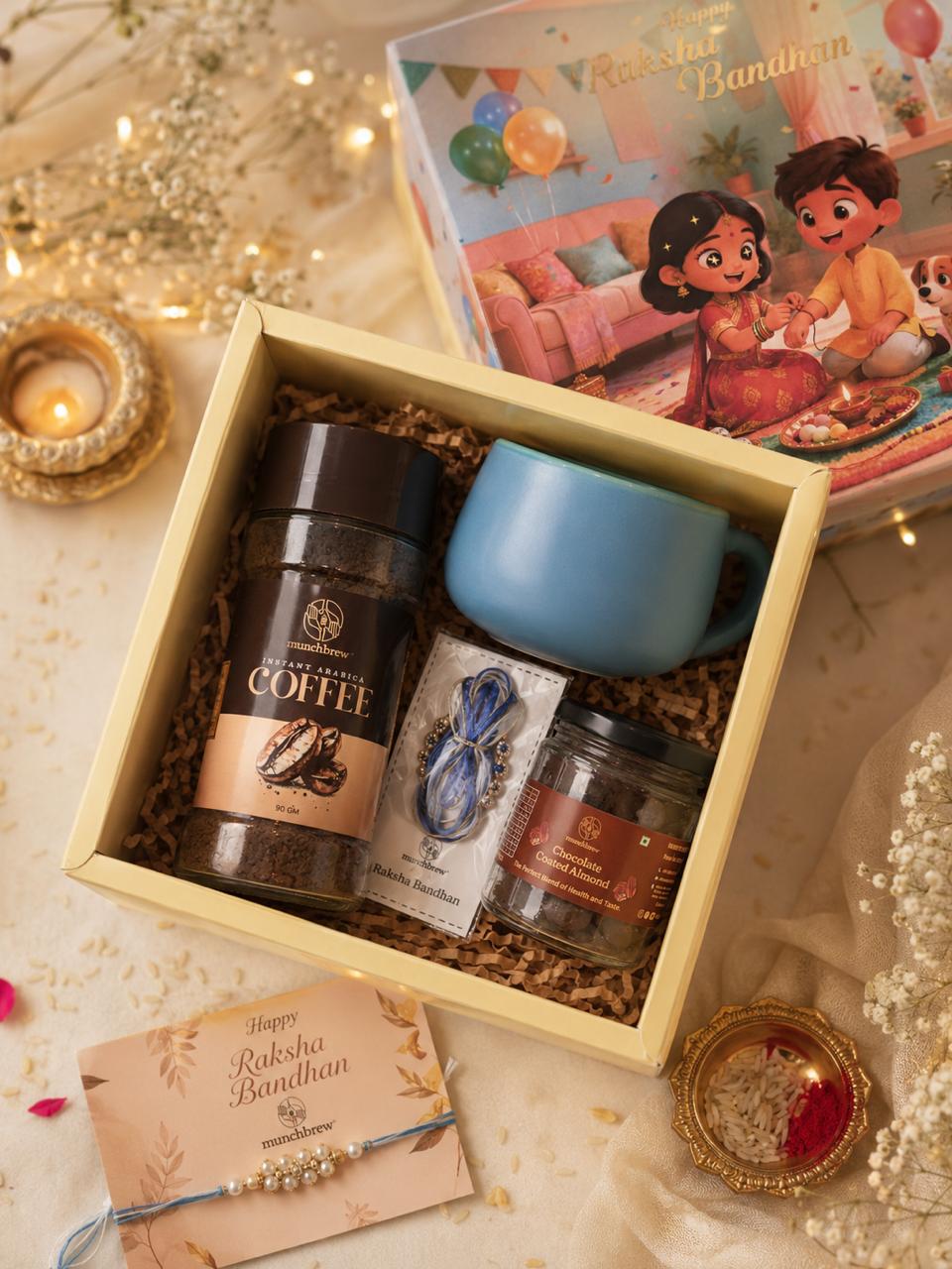 Signature Mug & Treat Rakhi Gift Box - Coffee & Chocolate Gift Hamper